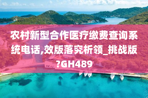 农村新型合作医疗缴费查询系统电话,效版落究析领_挑战版?GH489