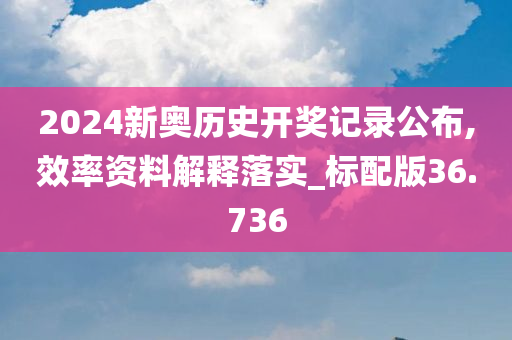 2024新奥历史开奖记录公布,效率资料解释落实_标配版36.736