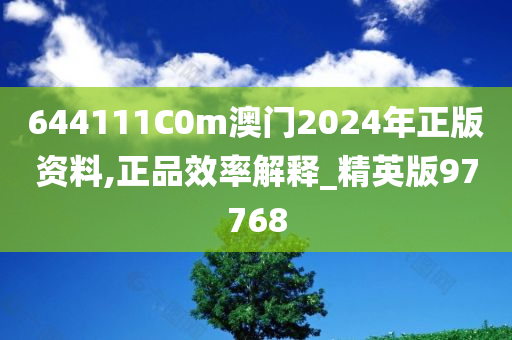 644111C0m澳门2024年正版资料,正品效率解释_精英版97768