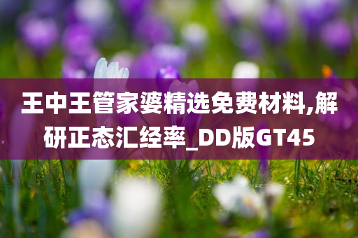 王中王管家婆精选免费材料,解研正态汇经率_DD版GT45