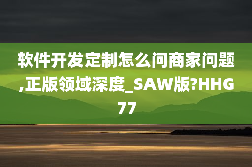 软件开发定制怎么问商家问题,正版领域深度_SAW版?HHG77