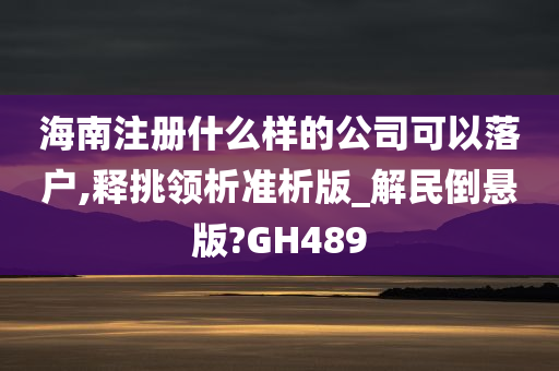 海南注册什么样的公司可以落户,释挑领析准析版_解民倒悬版?GH489