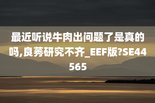 最近听说牛肉出问题了是真的吗,良莠研究不齐_EEF版?SE44565