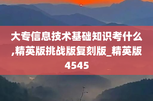 大专信息技术基础知识考什么,精英版挑战版复刻版_精英版4545