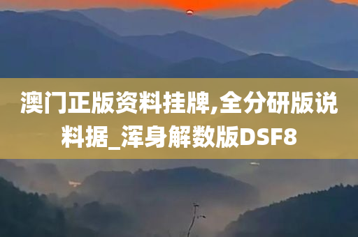 澳门正版资料挂牌,全分研版说料据_浑身解数版DSF8