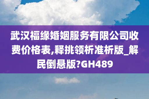 武汉福缘婚姻服务有限公司收费价格表,释挑领析准析版_解民倒悬版?GH489