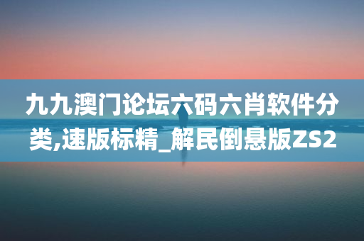 九九澳门论坛六码六肖软件分类,速版标精_解民倒悬版ZS2