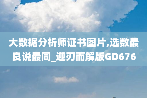 大数据分析师证书图片,选数最良说最同_迎刃而解版GD676