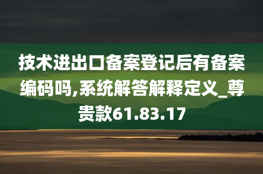 技术进出口备案登记后有备案编码吗,系统解答解释定义_尊贵款61.83.17