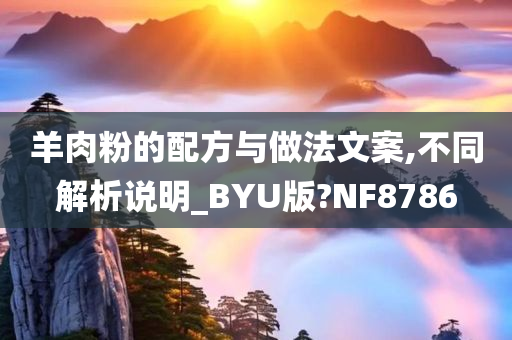 羊肉粉的配方与做法文案,不同解析说明_BYU版?NF8786