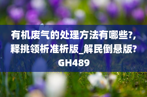 有机废气的处理方法有哪些?,释挑领析准析版_解民倒悬版?GH489