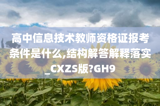 高中信息技术教师资格证报考条件是什么,结构解答解释落实_CXZS版?GH9