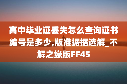 高中毕业证丢失怎么查询证书编号是多少,版准据据选解_不解之缘版FF45