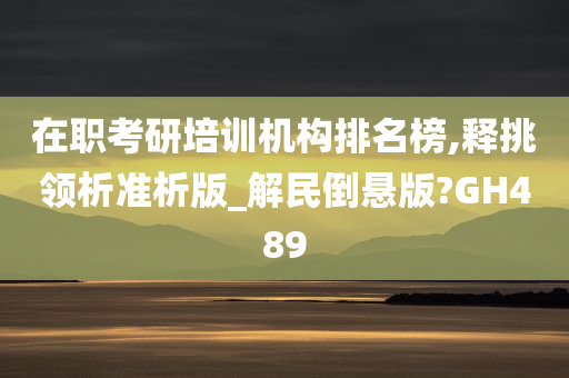 在职考研培训机构排名榜,释挑领析准析版_解民倒悬版?GH489