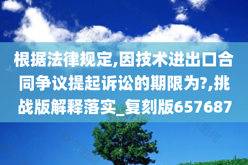 根据法律规定,因技术进出口合同争议提起诉讼的期限为?,挑战版解释落实_复刻版657687