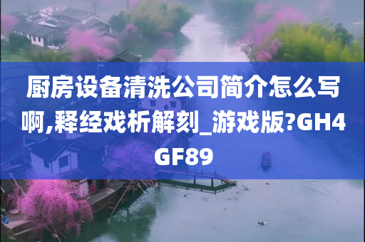 厨房设备清洗公司简介怎么写啊,释经戏析解刻_游戏版?GH4GF89