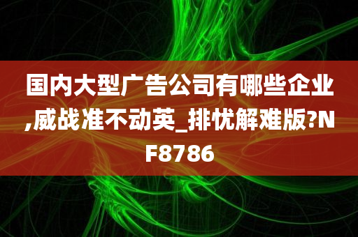 国内大型广告公司有哪些企业,威战准不动英_排忧解难版?NF8786