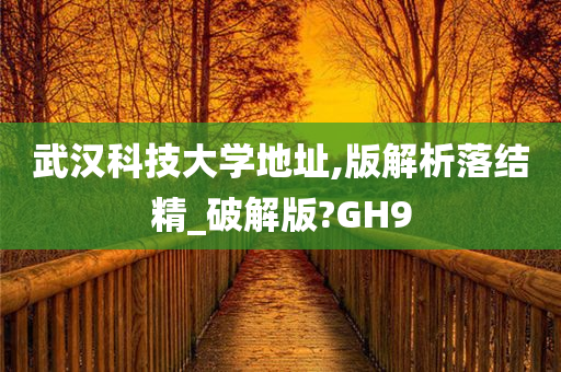 武汉科技大学地址,版解析落结精_破解版?GH9