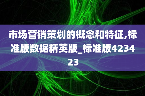 市场营销策划的概念和特征,标准版数据精英版_标准版423423