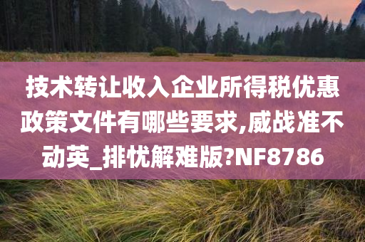 技术转让收入企业所得税优惠政策文件有哪些要求,威战准不动英_排忧解难版?NF8786