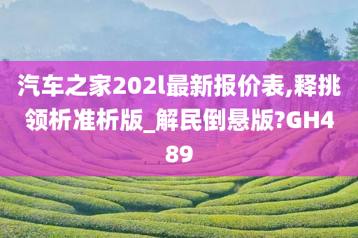 汽车之家202l最新报价表,释挑领析准析版_解民倒悬版?GH489