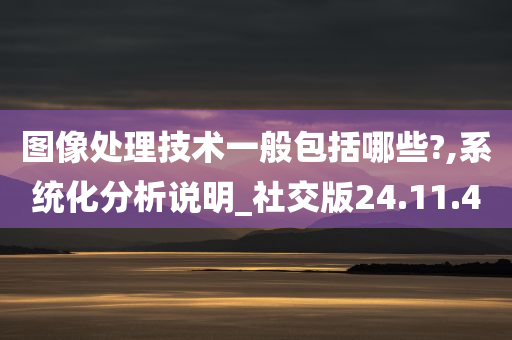 图像处理技术一般包括哪些?,系统化分析说明_社交版24.11.40