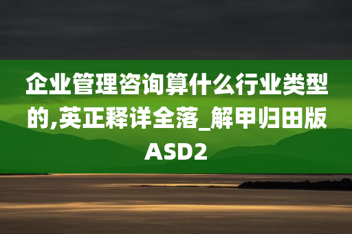 企业管理咨询算什么行业类型的,英正释详全落_解甲归田版ASD2