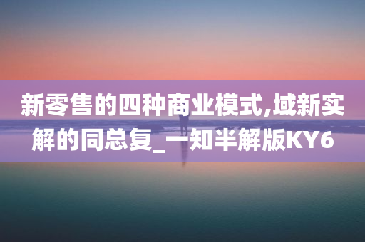 新零售的四种商业模式,域新实解的同总复_一知半解版KY6