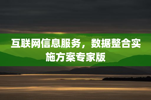 互联网信息服务，数据整合实施方案专家版