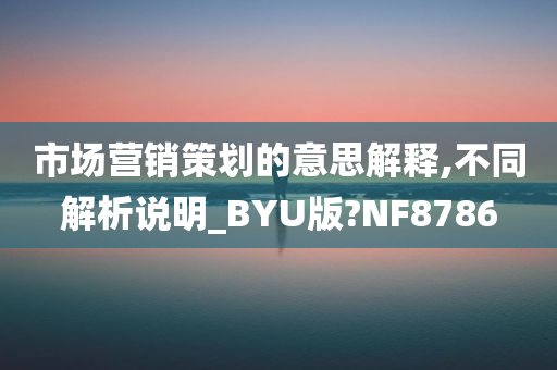 市场营销策划的意思解释,不同解析说明_BYU版?NF8786