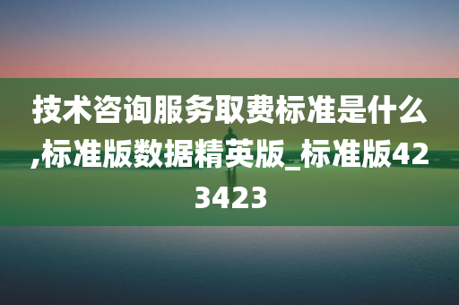 技术咨询服务取费标准是什么,标准版数据精英版_标准版423423