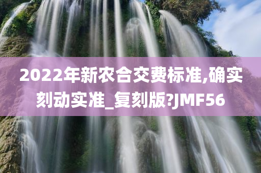 2022年新农合交费标准,确实刻动实准_复刻版?JMF56