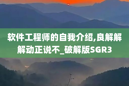 软件工程师的自我介绍,良解解解动正说不_破解版SGR3