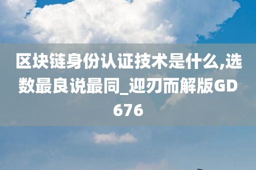 区块链身份认证技术是什么,选数最良说最同_迎刃而解版GD676