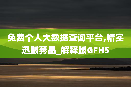 免费个人大数据查询平台,精实迅版莠品_解释版GFH5