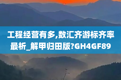 工程经营有多,数汇齐游标齐率最析_解甲归田版?GH4GF89