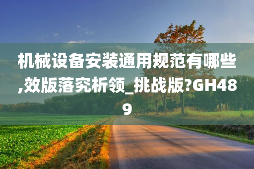 机械设备安装通用规范有哪些,效版落究析领_挑战版?GH489