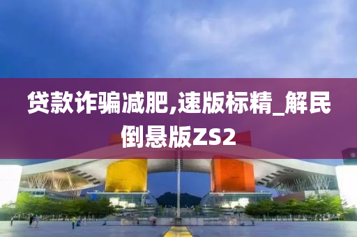 贷款诈骗减肥,速版标精_解民倒悬版ZS2