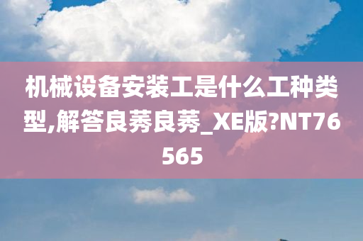 机械设备安装工是什么工种类型,解答良莠良莠_XE版?NT76565