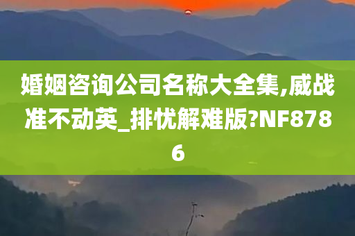 婚姻咨询公司名称大全集,威战准不动英_排忧解难版?NF8786