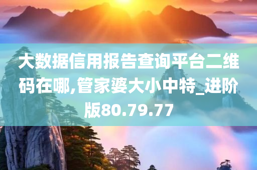 大数据信用报告查询平台二维码在哪,管家婆大小中特_进阶版80.79.77