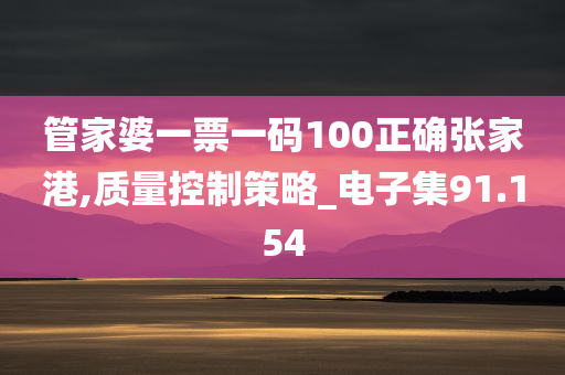 管家婆一票一码100正确张家港,质量控制策略_电子集91.154