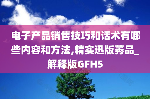 电子产品销售技巧和话术有哪些内容和方法,精实迅版莠品_解释版GFH5