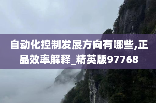 自动化控制发展方向有哪些,正品效率解释_精英版97768