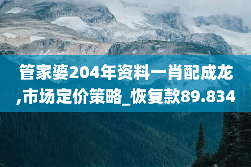 管家婆204年资料一肖配成龙,市场定价策略_恢复款89.834