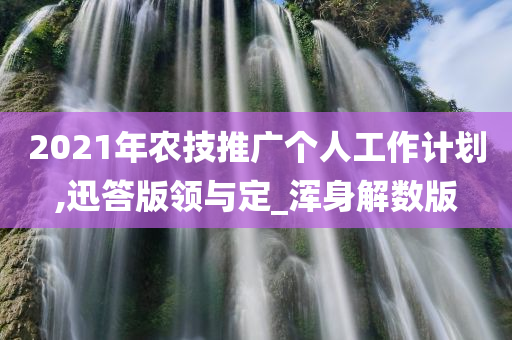 2021年农技推广个人工作计划,迅答版领与定_浑身解数版