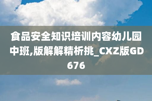 食品安全知识培训内容幼儿园中班,版解解精析挑_CXZ版GD676