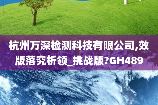 杭州万深检测科技有限公司,效版落究析领_挑战版?GH489