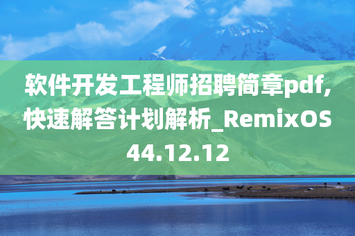 软件开发工程师招聘简章pdf,快速解答计划解析_RemixOS44.12.12