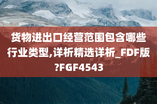 货物进出口经营范围包含哪些行业类型,详析精选详析_FDF版?FGF4543